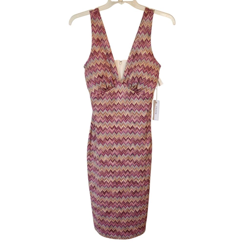 NWT Sinea Bodycon Plunge Neck Dress Size 12 Festive Fun Sexy - Picture 5 of 13